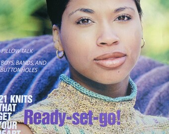 Knitting Patterns Knitter's Magazine Spring 2003 Men Women Sweater Cardigan Dress Vest Tunic Skirt Paper Original NOT a PDF