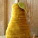 Autumn Vintage Chartreuse Velvet Pear Pincushion or Fall Holiday Decor - Upcycled Recycled Textiles - Gold Green - CSSTEAM