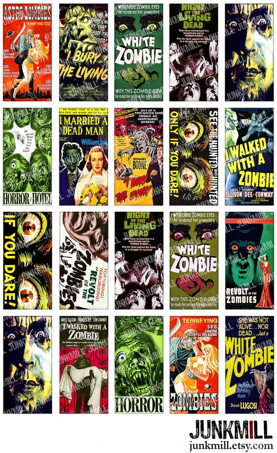 ZoMBiES Digital Printable Collage Sheet Cult Classic by JUNKMILL