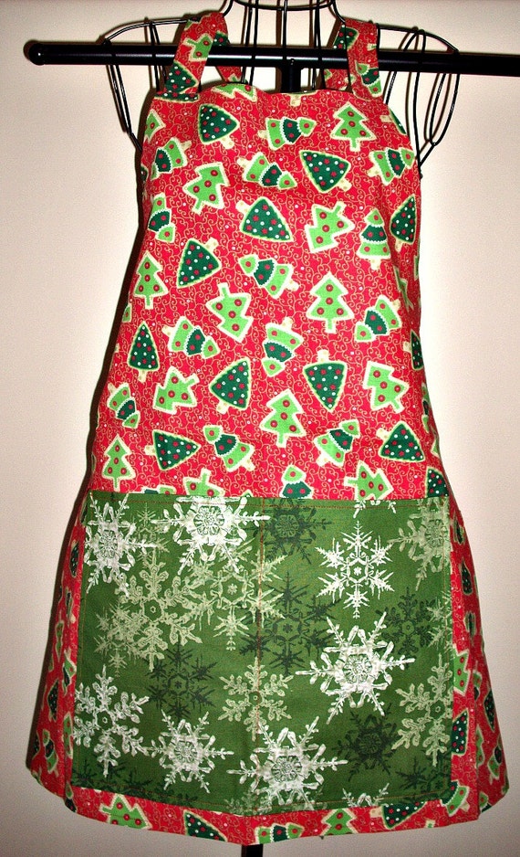 christmas tree cookie full apron in red by christmas tree cookie full apron in red by