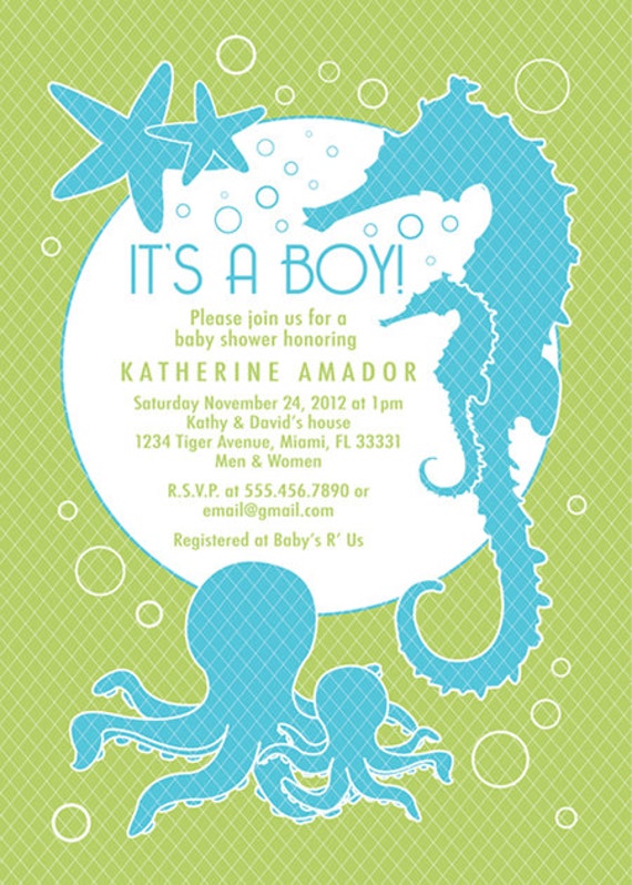 Ocean Themed Baby Shower Invitations 1