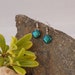 Square dots in green and blue, fused dichroic glass earrings