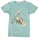 Womens Bike T-Shirt, Flapper Girl and Her Dog, in Jade Green