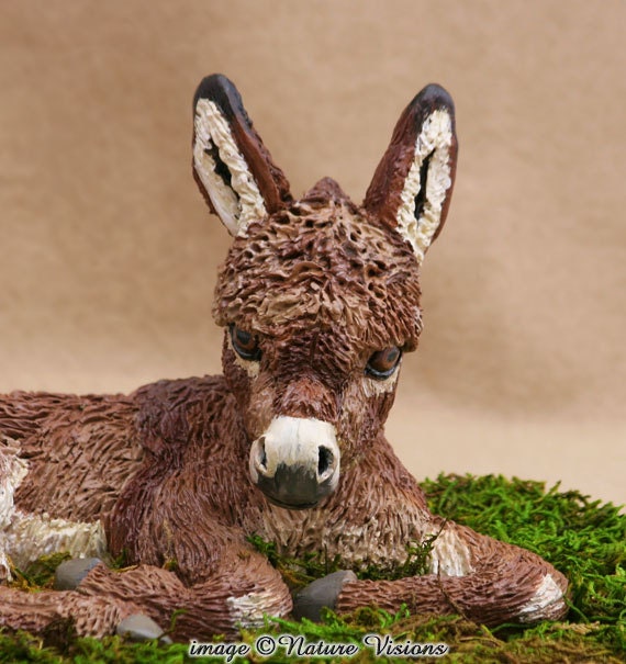 Donkey Art Sculpture Polymer Clay Animal Figure OOAK Miniature