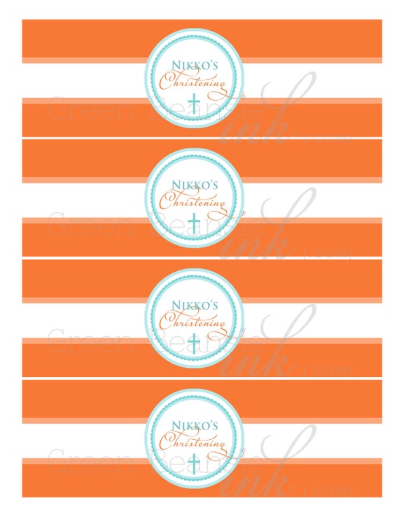 ORANGE AND TURQUOISE Printable Drink Wraps Il_570xn