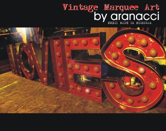 MOVIE THEATER Vintage Marquee Art letter bulb channel 2ft X 2ft