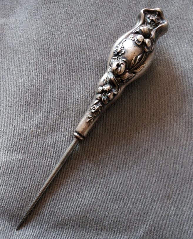 19thC Victorian Sterling Silver Sewing Awl with by Neatcurios