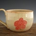 Large Mug in Rustic White - Cute Flower - Large Coffee Mug - Soup Mug - Pottery Mug - by DirtKicker Pottery