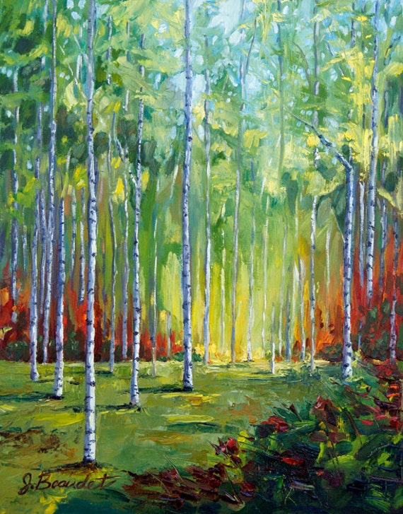 PRINT of oil painting Autumn Trees Impressionist LANDSCAPE