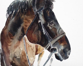 Custom PET PORTRAIT of your horse Original watercolor painting 11x14inch