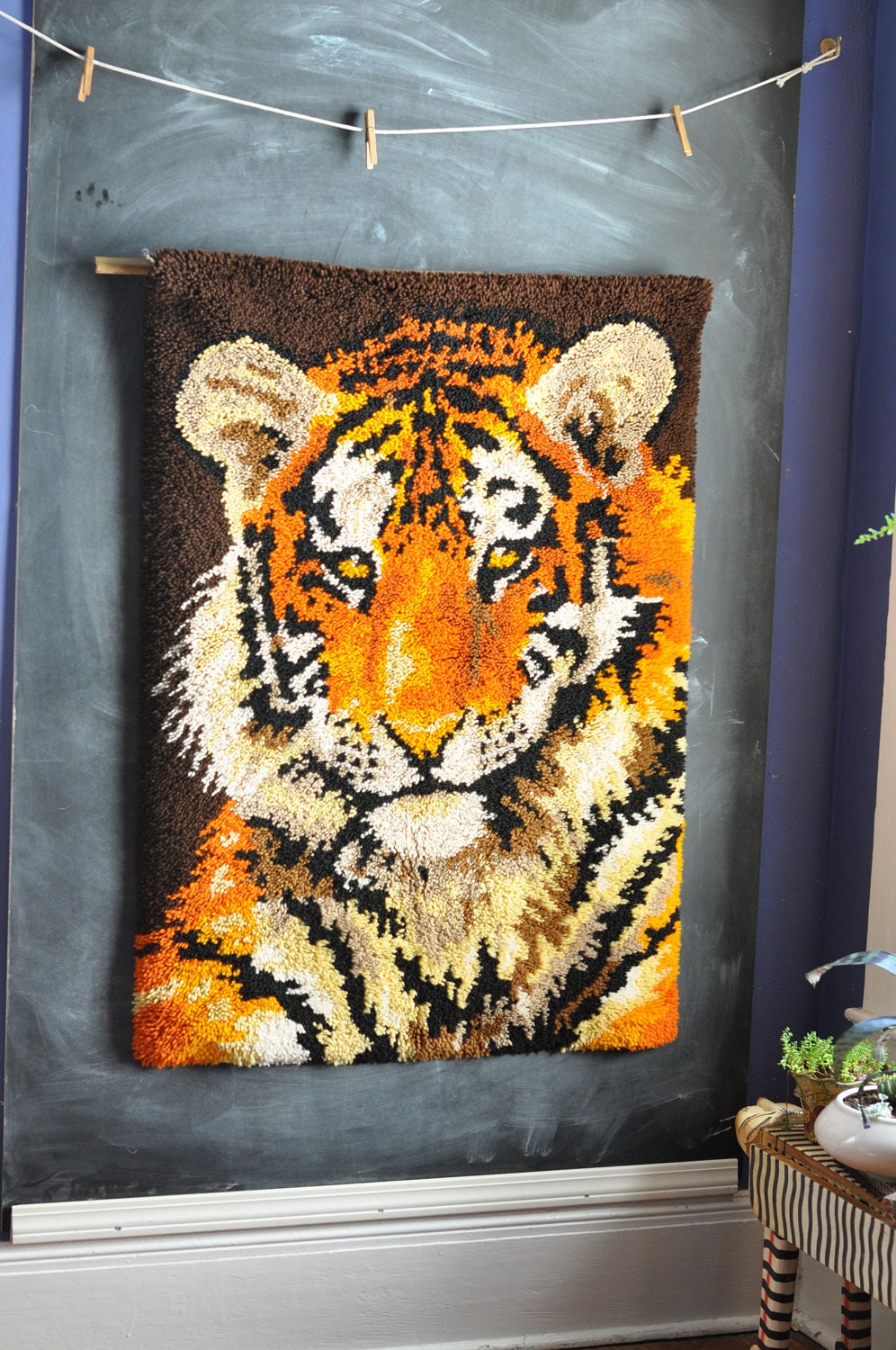 vintage-huge-tiger-latch-hook-rug-wall-hanging-tapestry