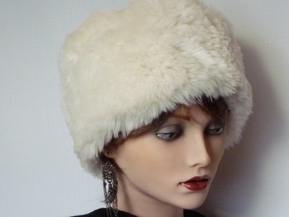 Items similar to White Faux Fur Snow Hat on Etsy