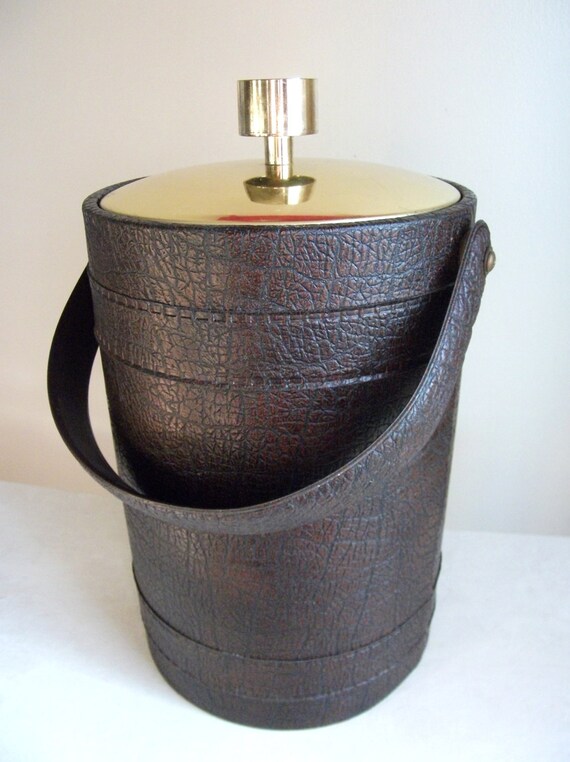 Vintage Faux Leather Ice Bucket On The Rocks by theuniquebird