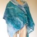 Felted Shawl wool and silk -shimmering blue summer