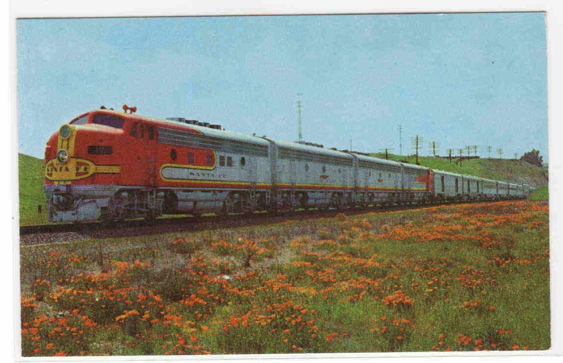 Santa Fe Super Chief Railroad Train CA by ThePostcardDepot on Etsy