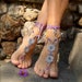 GYPSY purple BAREFOOT Sandals Anklets Crochet SANDALS Wedding Barefoot Sandals sole less shoes Foot Jewelry antique flowers