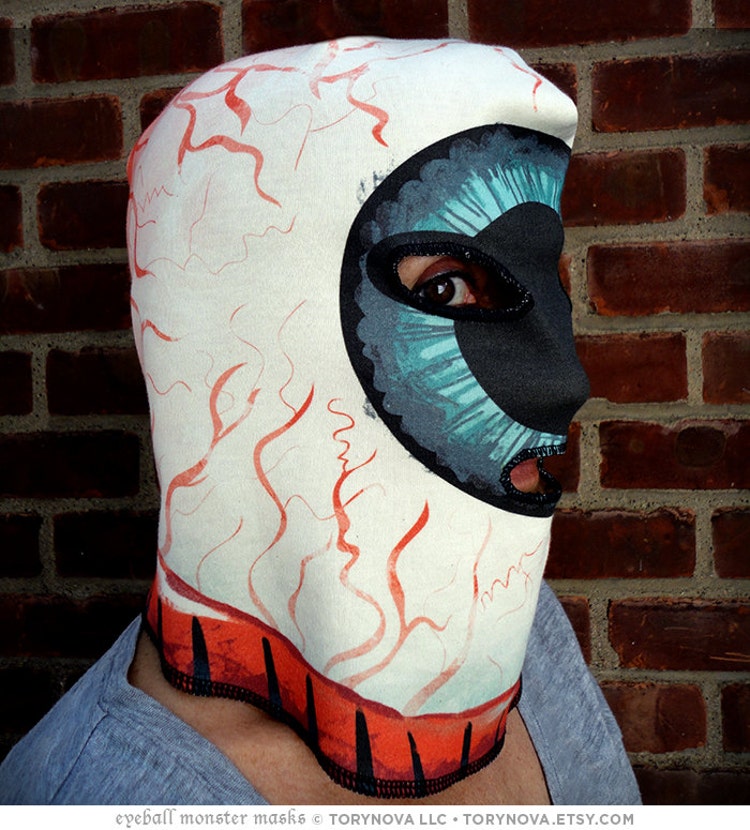 Eyeball Monster Mask 100 Organic Cotton Knit by torynova on Etsy