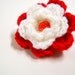 Scarf Pin, Flower Brooch Pin, Boutonniere, Lapel Pin, Shawl Pin, Fiber Jewelry, Red, White