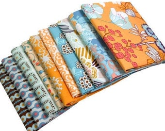 SUMMERLOVE Fat Quarter Bundle - Art Gallery Fabric - Blue Crush Palette - 9 Pcs