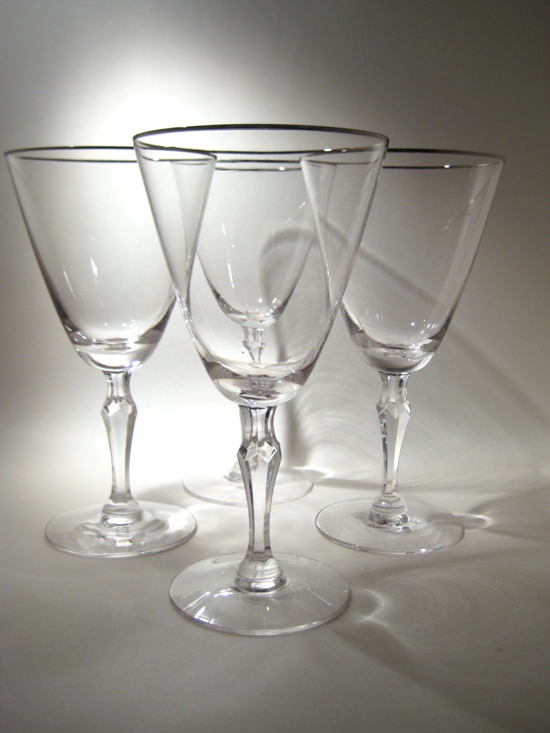 6 Fostoria Silver Rimmed Wine Glasses by HazelRoberts on Etsy