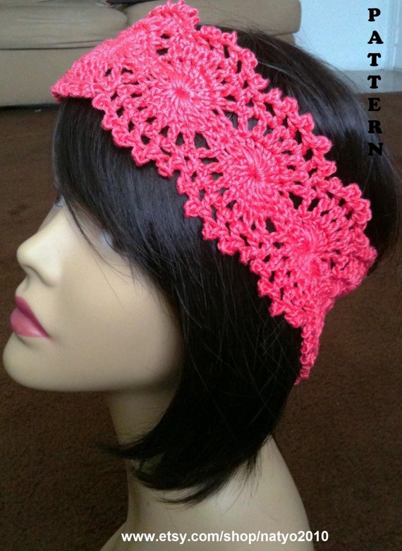 INSTANT DOWNLOAD <b>Crochet Lace</b> Headband - Pattern - il_570xN.469000853_ch4w
