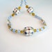 Art Deco Necklace Pink Rose Luster Beads & Amber with Blue Accents 1930s Jewelry