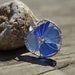 Sale- Blue Genuine Sea Glass Silver Wire Wrapped Nautilus Shell Pendant with chain