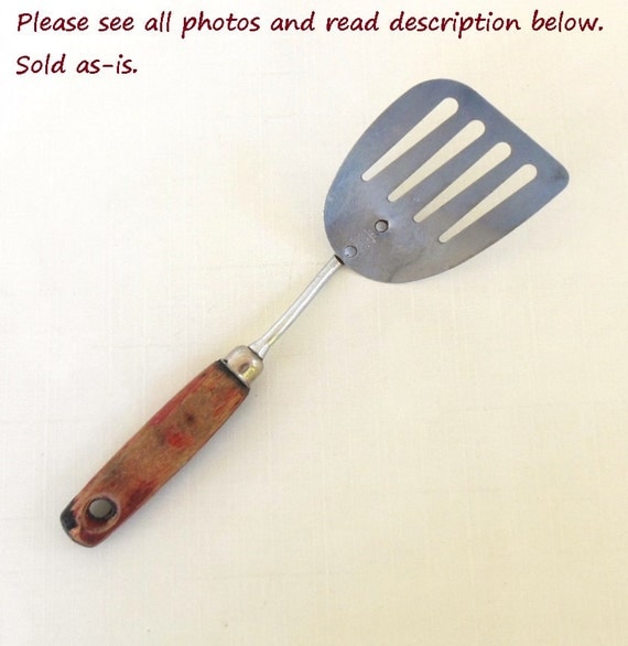 Vintage Ekco Spatula Small Angled Wood Handle by LaurasLastDitch