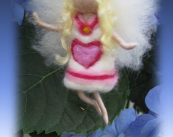 Rosi - Needle Felted Wool guardian angel, Waldorf inspired fairy doll, wool