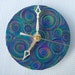 Recycled CD Wall Clock, polymer clay, Peacock Swirls