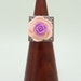 Flower Statement Ring, Pink and Purple Rose On Top of a Silver Filigree Adjustable Ring Band