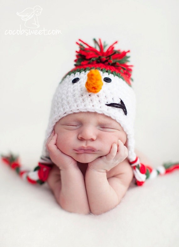 infant Crochet Frosty the Snowman Hat