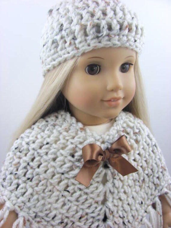 3 Piece Crocheted Poncho Set for The American Girl Doll Stone
