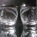 Reaper glass tumbler , hand engraved one of a kind set with matching grim reaper /death and platinum tone distressed top bands