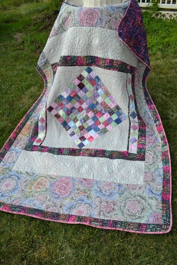 Handmade Quilt Modern X long Twin quilt Hippie Patchwork Dorm