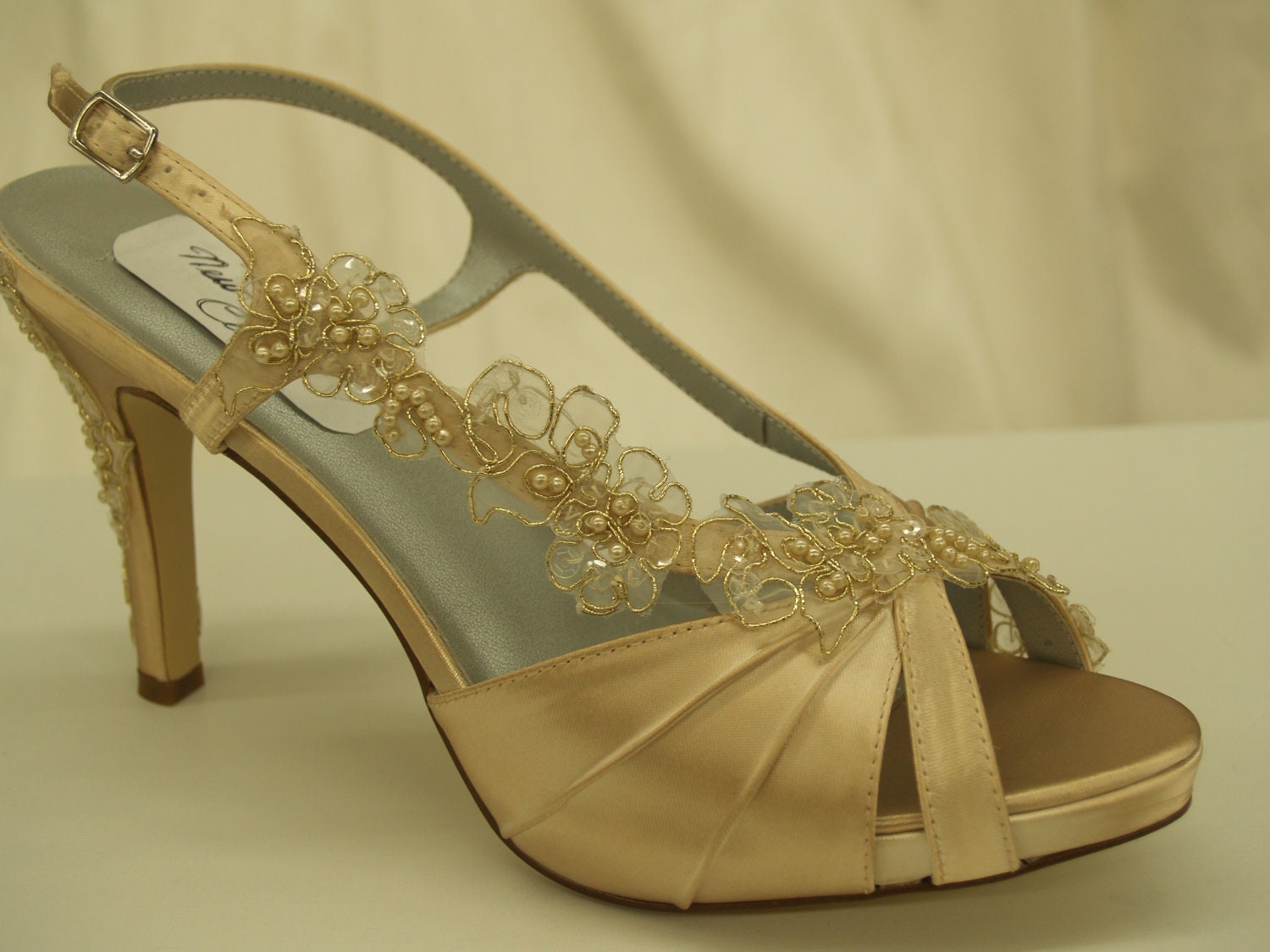 Wedding Shoes Gold Champagne bridal shoes champagne open toe