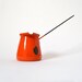 Red Orange Enamel Turkish Coffee Pot or Butter Warmer