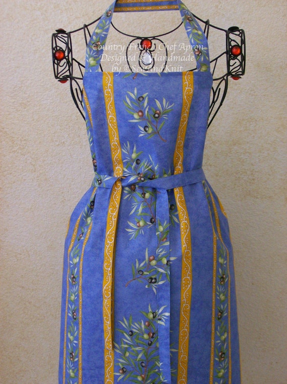 French Apron Provencal Full Chef Hostess Country Apron in