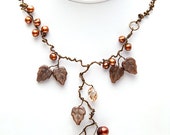 Brown Statement Necklace, Nature Inspired Jewelry, Fairy Necklace, Art Nouveau Jewelry
