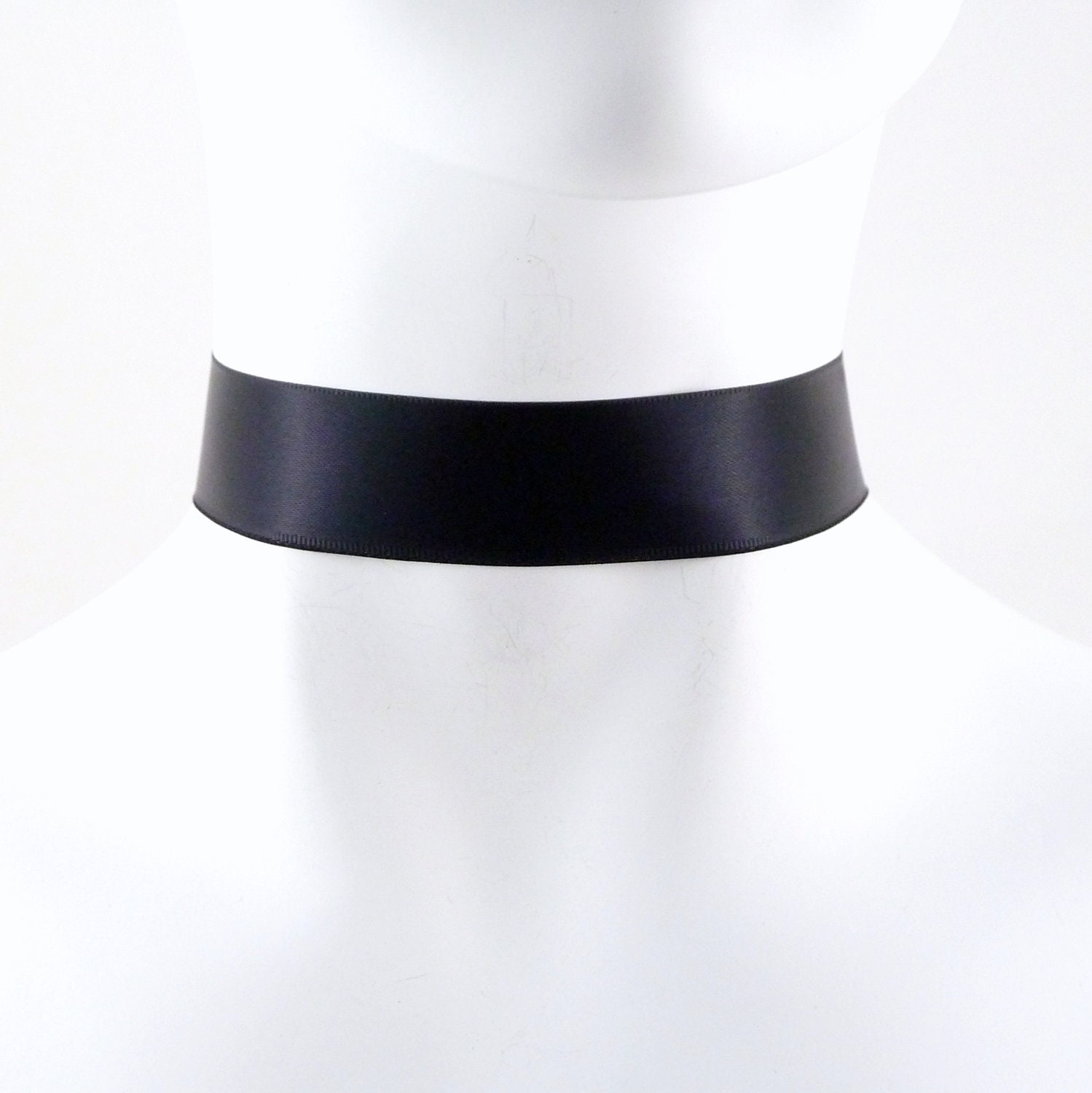 Satin Choker Necklace Simple Plain Basic Classic Black by Arthlin