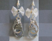 Handcuff Earrings, Hand Cuff Earrings-Miniature Handcuff Jewelry,Bondage Earrings,S & M Jewelry,Steampunk Earrings,Sex Games Earrings
