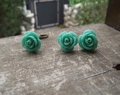Turquoise flower ring and earring set,Turquoise ring,hypoallergenic flower earring