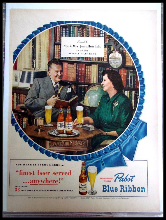 Vintage 1949 Pabst Blue Ribbon Advertising by