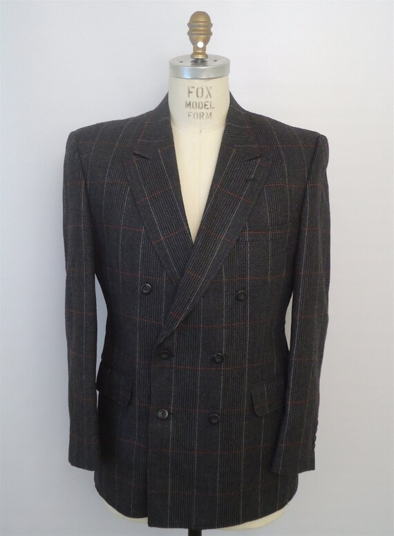 Double Breasted Blazer in Charcoal Gray / windowpane by CompanyMan