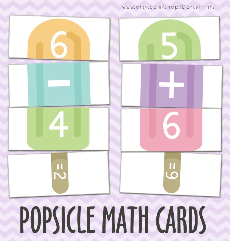 printable math game pdf popsicles kindergarten printable