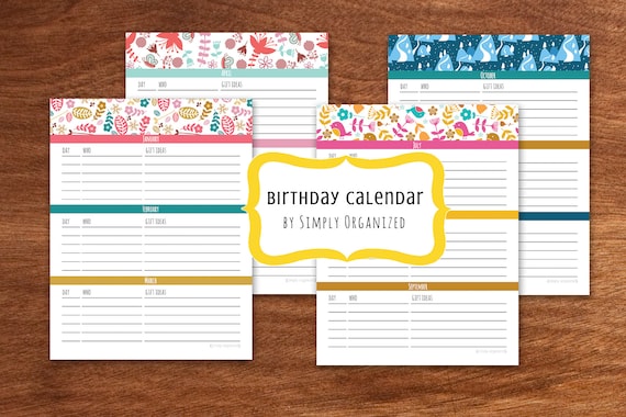 items similar to birthday calendar birthday reminders
