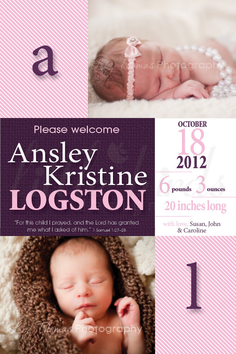 Baby girl birth announcement