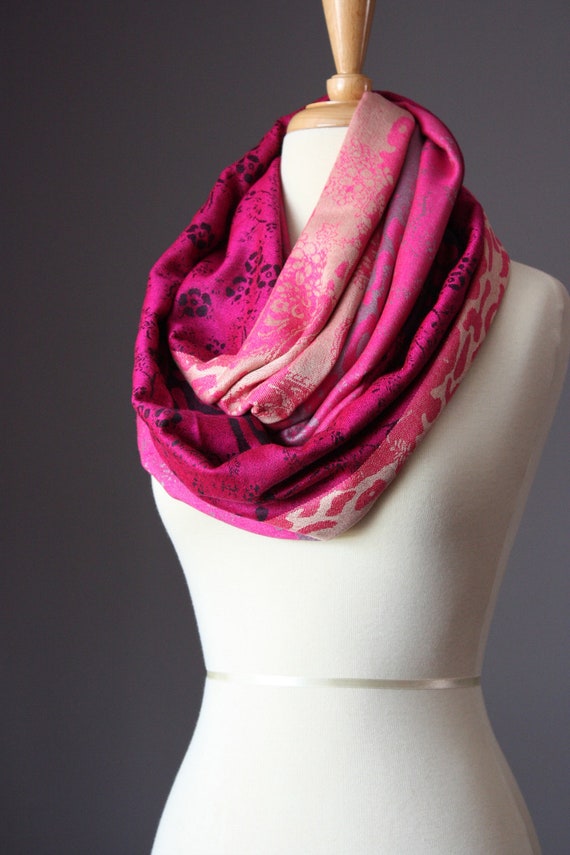 Pink Scarf Pashmina Scarf Hot Pink Infinity By ScarfOb
