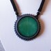 SALE - Beadwork Bead Embroidery Pendant Necklace with Green Agate - GREEN DREAM - green - black