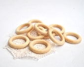 Natural unfinished wooden rings 48 mm,  set 20 , eco friendly natural beige
